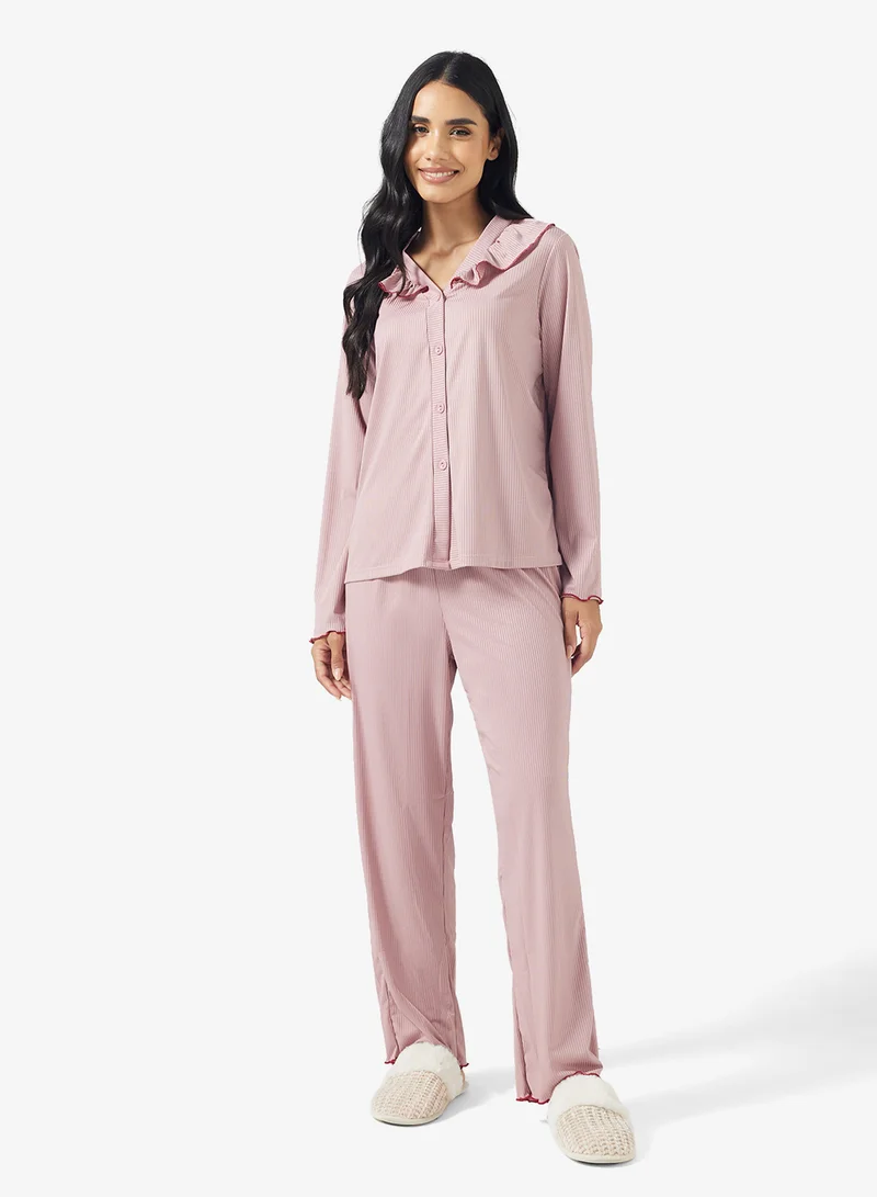 Ginger Button Up Shirt & Pyjama Set