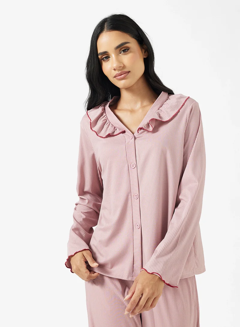 Ginger Button Up Shirt & Pyjama Set