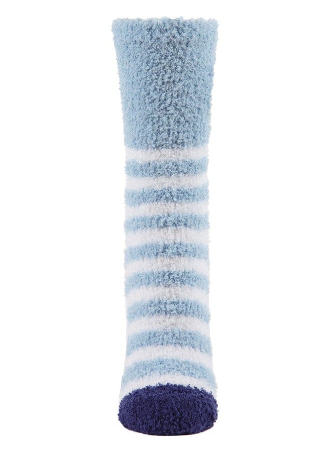 MeMoi Striped Dreidel Embroidery Cozy Holiday Crew Socks Light Blue One Size - Image 3