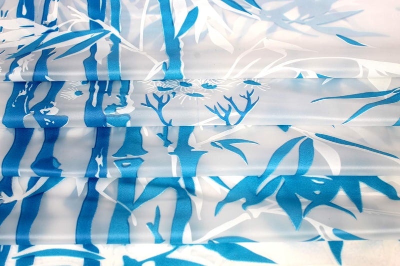 HOMECROWN Printed Bamboo Design Waterproof Shower PVC Floral Curtain with 8 Hooks for Bathroom 7 Feet 54 x 84 Inch Blue Color - Image 3