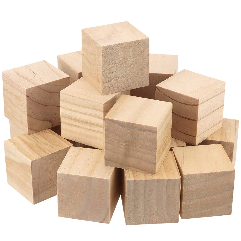 HOZEON 45 PCS 2 Inch Wooden Cubes Natural Unfinished Wood Blocks Blank Wood Square Blocks for Painting Puzzle Making Decorating Crafts and DIY Projects