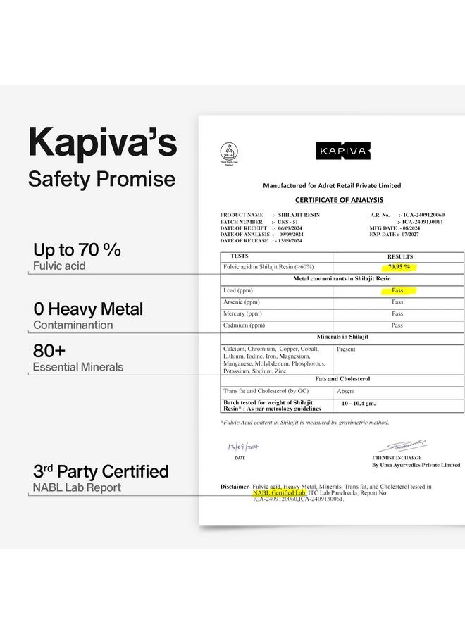 Kapiva كابيفا 100% راتنج شيلاجيت هيمالايا النقي (30 جرام)، قوة عالية للرجال والنساء | 80 حصة من 250 ملغ | 80+ معادن نادرة، حتى 70% حمض فلفيكي | أصلي | دعم طبيعي للطاقة والمناعة - Image 4