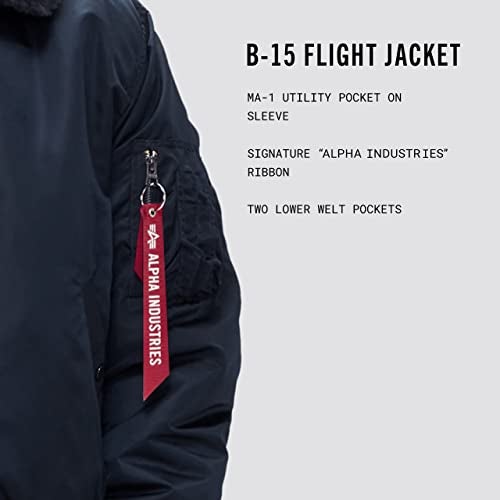Alpha Industries Men's B-15 Flight Jacket (M, Replica Blue) - Image 3
