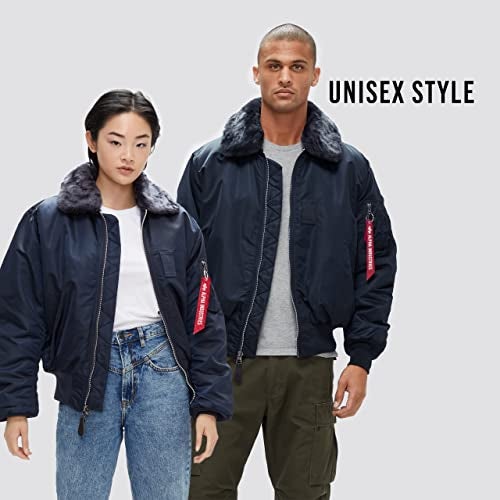 Alpha Industries Men's B-15 Flight Jacket (M, Replica Blue) - Image 2