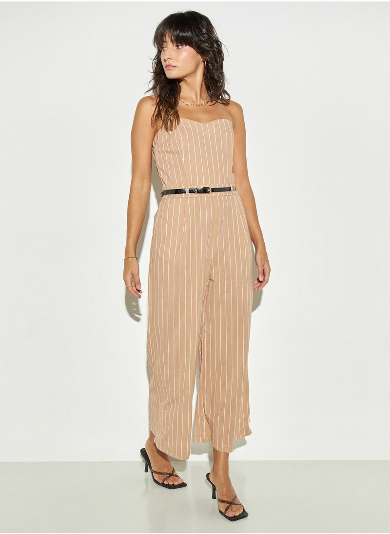 2Xtremz - 2Xtremz Striped Bandeau Jumpsuit with Belt - Image 1