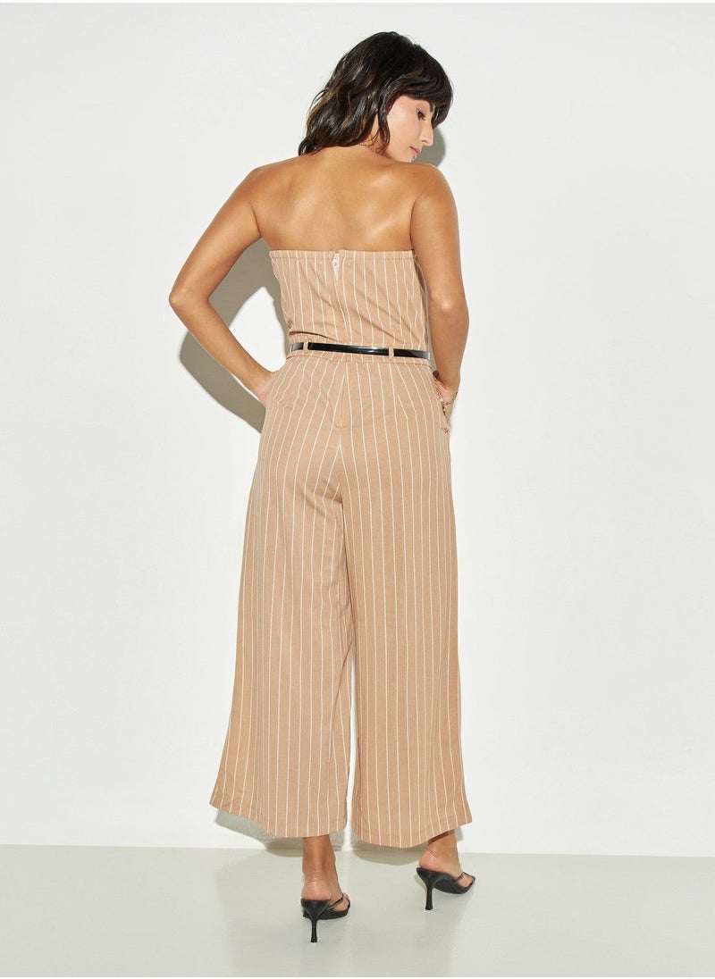 2Xtremz - 2Xtremz Striped Bandeau Jumpsuit with Belt - Image 1