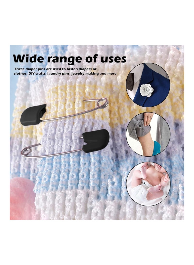 Lxnoap 10 Piece Cloth Diaper Pins Stainless Steel Traditional Safety Pin (Black) - Image 5