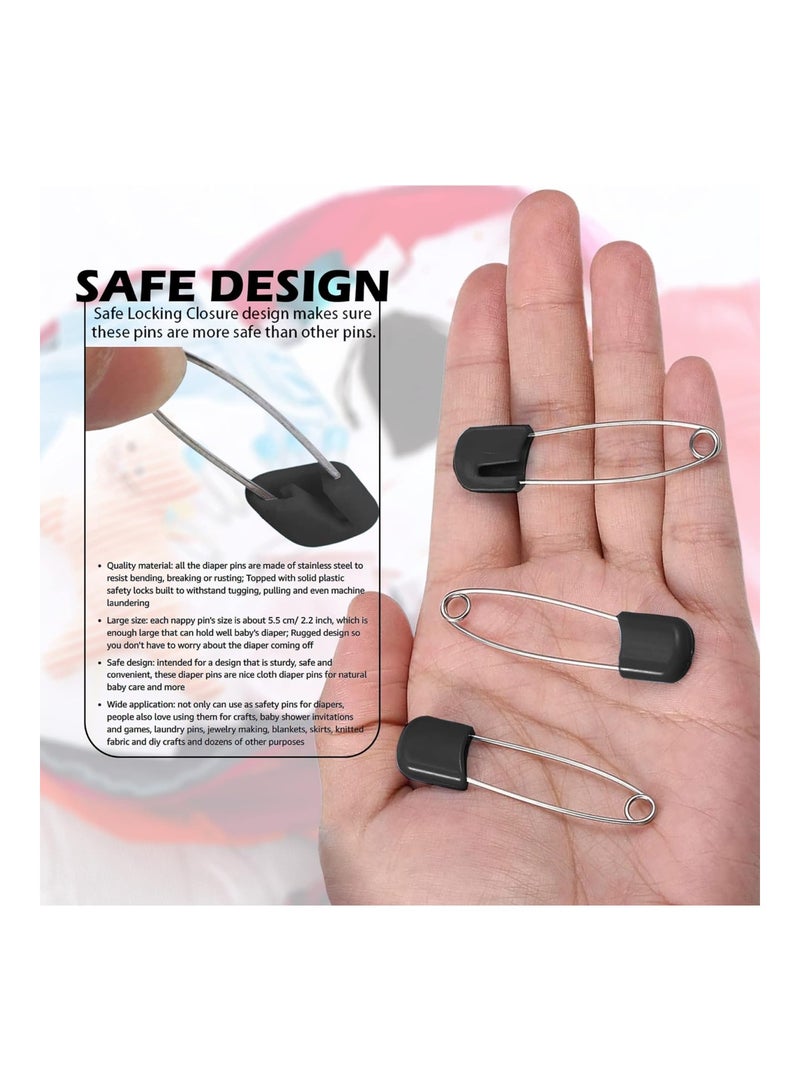 Lxnoap 10 Piece Cloth Diaper Pins Stainless Steel Traditional Safety Pin (Black) - Image 3