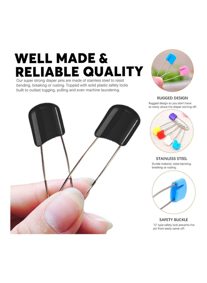 Lxnoap 10 Piece Cloth Diaper Pins Stainless Steel Traditional Safety Pin (Black) - Image 4