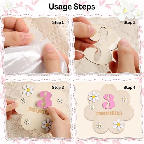 TecoKart® Pink Baby Photoshoot Props, Baby Monthly Photoshoot Props for 1-12 Months, Milestone Cards for New Born Milestone Memories - Image 3