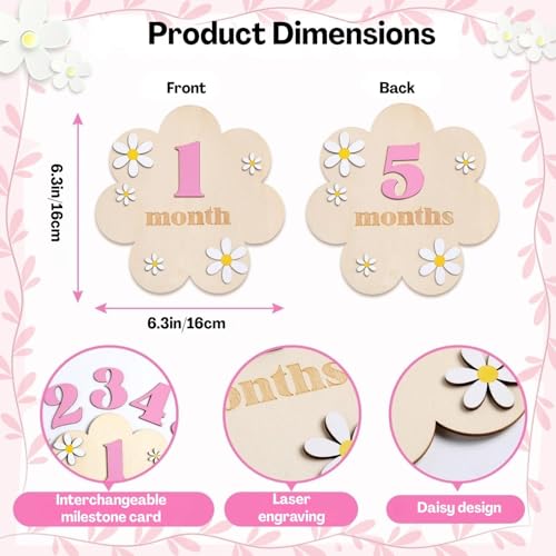 TecoKart® Pink Baby Photoshoot Props, Baby Monthly Photoshoot Props for 1-12 Months, Milestone Cards for New Born Milestone Memories - Image 2