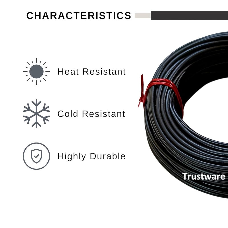 TRUSTWARE Rope Wire for Cloth Drying & Hanging Clothes-Clothesline for Home & Outside Usage | Heavy Gauge | Rust Proof | No Hook or Pulley | No Sagging | Easy to Tie | Length-22 Meters (Black). - Image 3