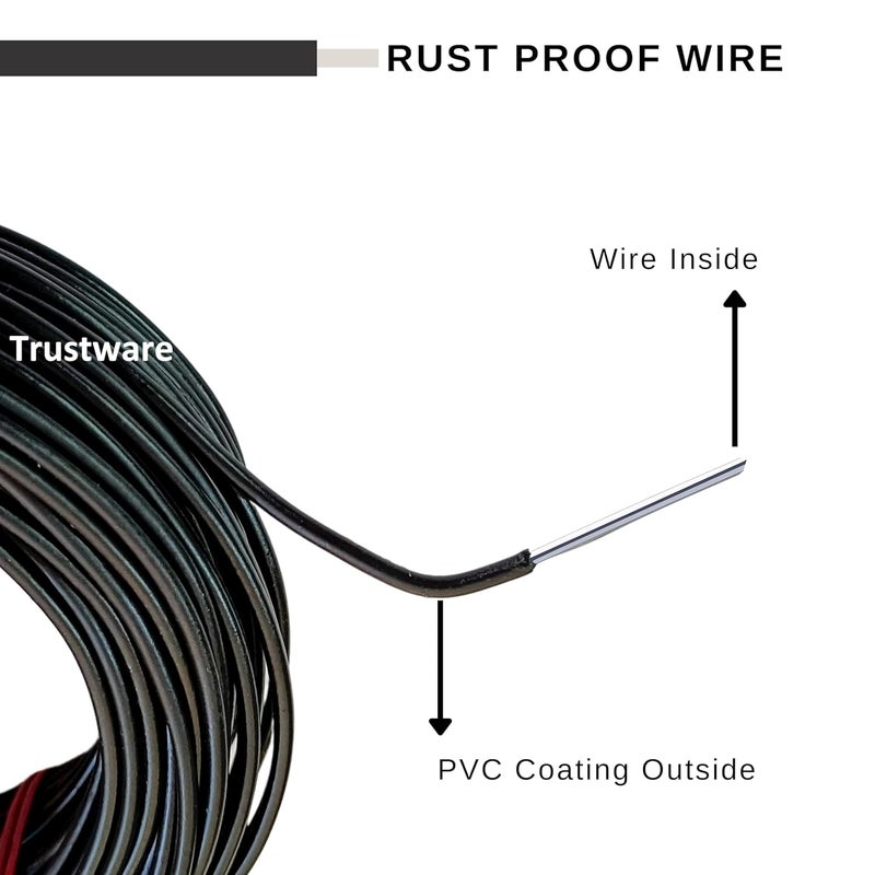 TRUSTWARE Rope Wire for Cloth Drying & Hanging Clothes-Clothesline for Home & Outside Usage | Heavy Gauge | Rust Proof | No Hook or Pulley | No Sagging | Easy to Tie | Length-22 Meters (Black). - Image 2