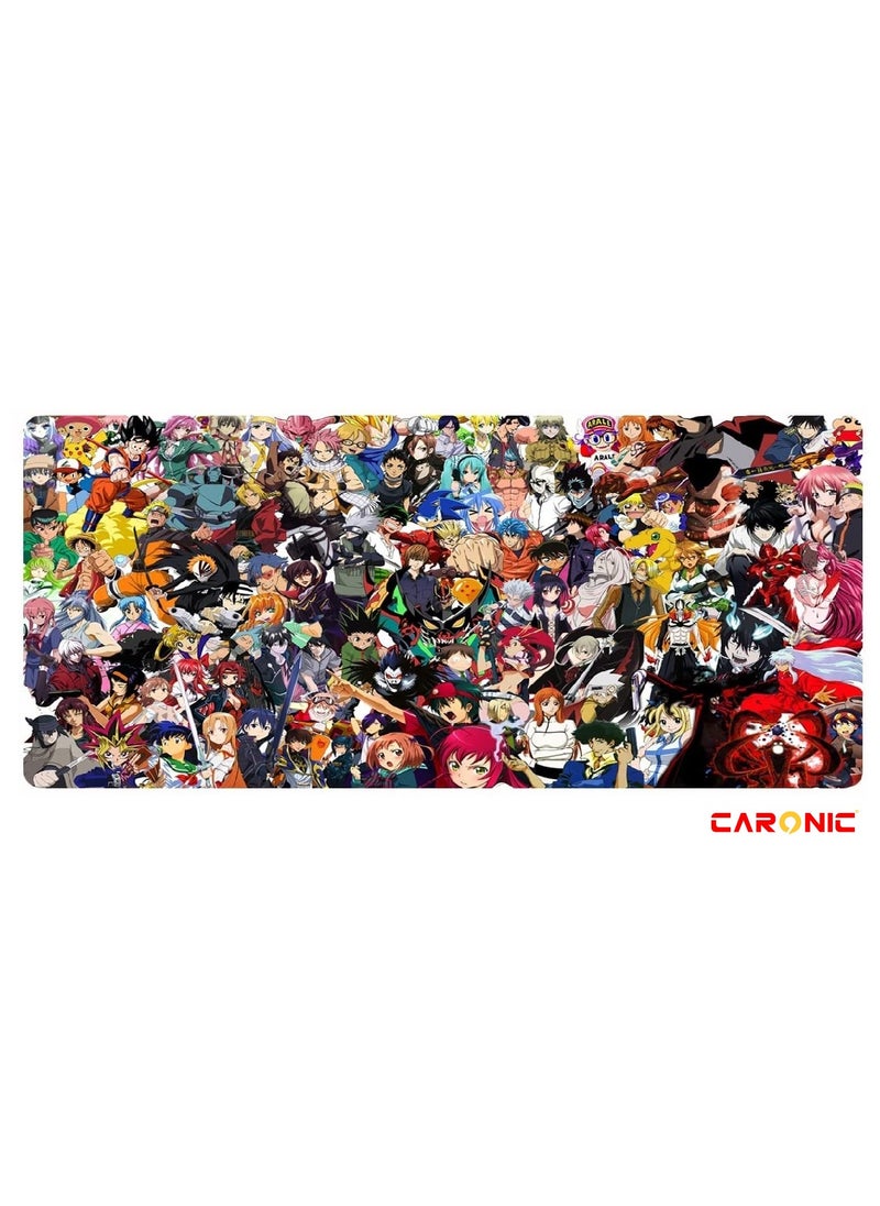 CARONIC Extended Gaming Mouse Pad with Stitched Edges Durable Non-Slip Natural Rubber Base  Waterproof Computer Keyboard Pad Mat For Esports Pros Gamer Desktop Office Home Anemi 1  - Image 1