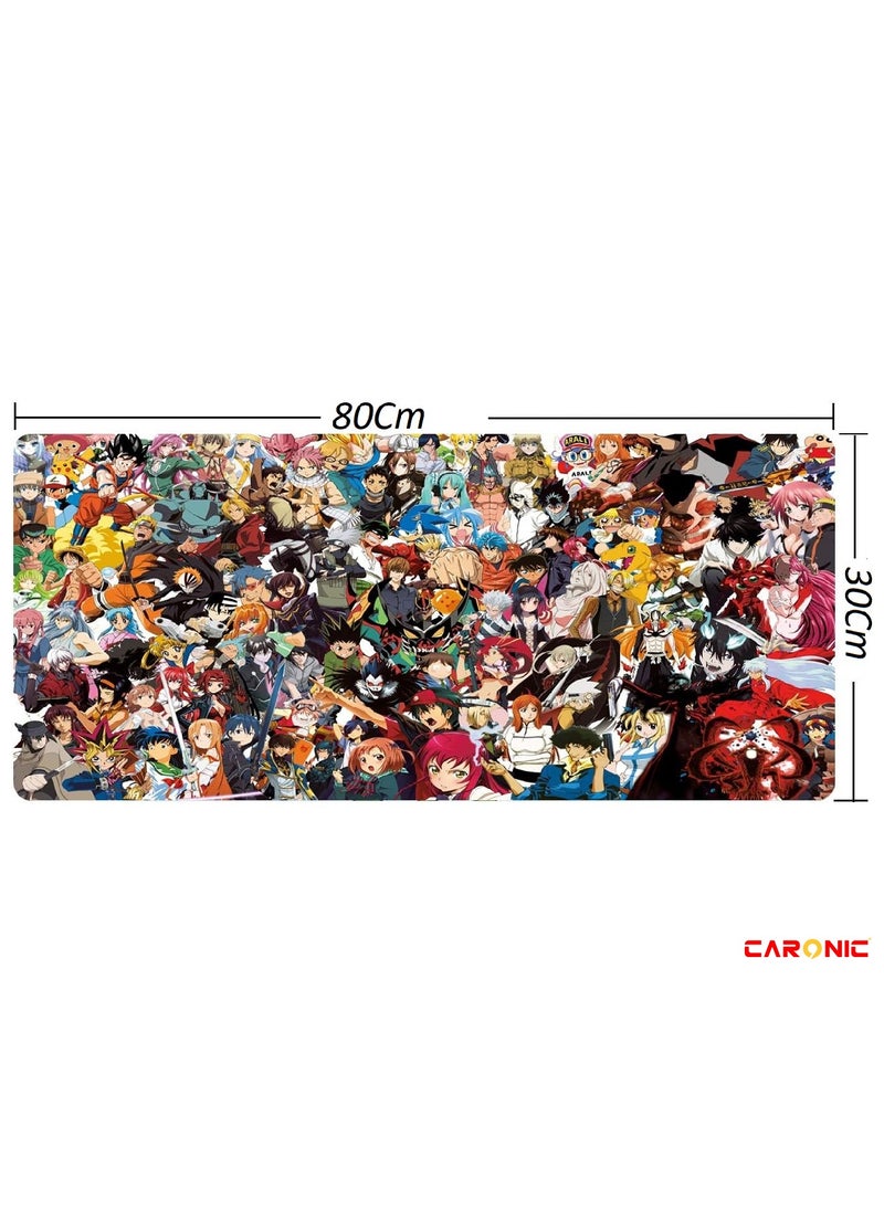 CARONIC Extended Gaming Mouse Pad with Stitched Edges Durable Non-Slip Natural Rubber Base  Waterproof Computer Keyboard Pad Mat For Esports Pros Gamer Desktop Office Home Anemi 1  - Image 4