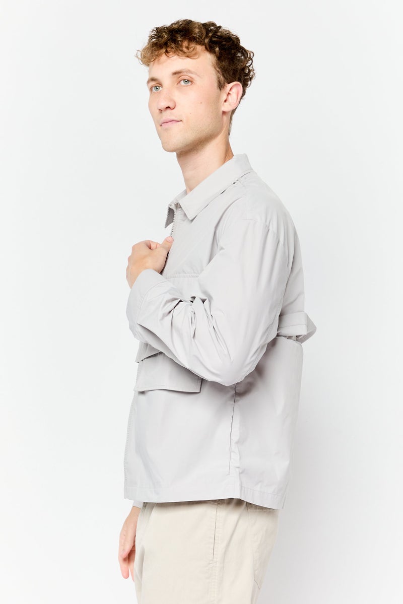SELECTED Men Solid Bomber Jacket, Grey  - Image 3