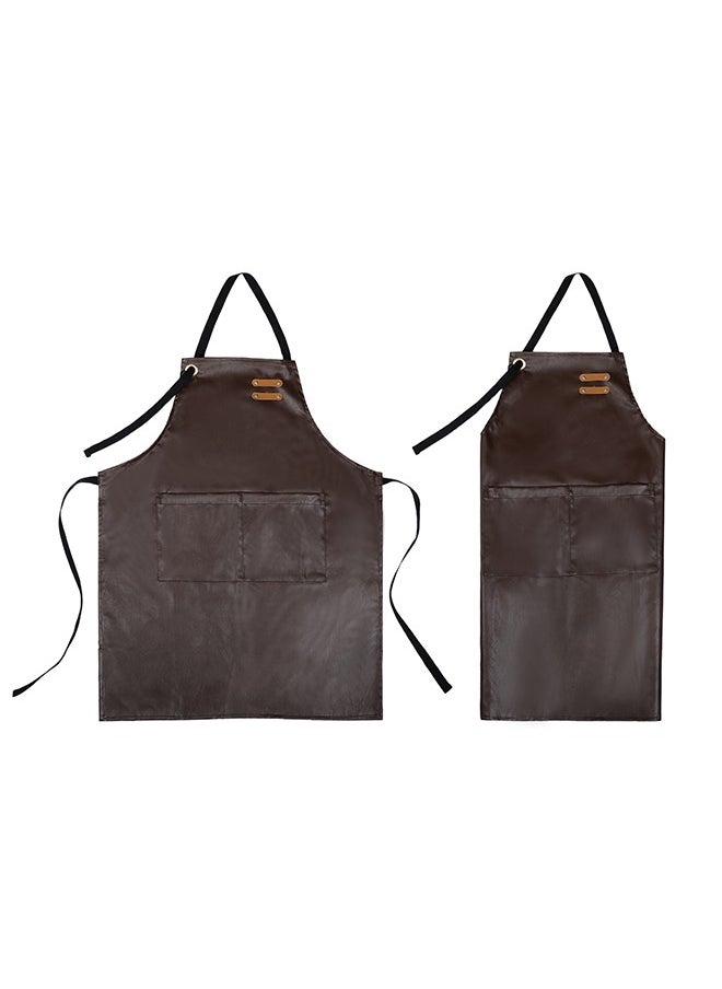 YANEK - YANEK Unisex Waterproof Leather Chef Apron with Pockets | Leather Apron–Professional Heavy-duty for Home, Kitchen, BBQ, Coffee Shop | 2 Pockets, Adjustable Strap - Image 1