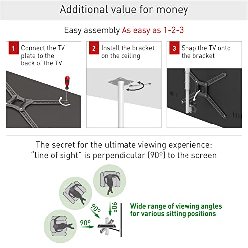 Barkan TV Ceiling Mount, 29-65 inch Full Motion - 3 Movement Flat/Curved Screen Bracket, Holds up to 88 lbs, Telescopic Height Adjustment, Lifetime Limited Warranty, Fits LED OLED LCD - Image 4