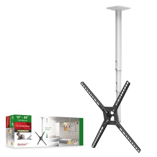 Barkan TV Ceiling Mount, 29-65 inch Full Motion - 3 Movement Flat/Curved Screen Bracket, Holds up to 88 lbs, Telescopic Height Adjustment, Lifetime Limited Warranty, Fits LED OLED LCD - Image 1