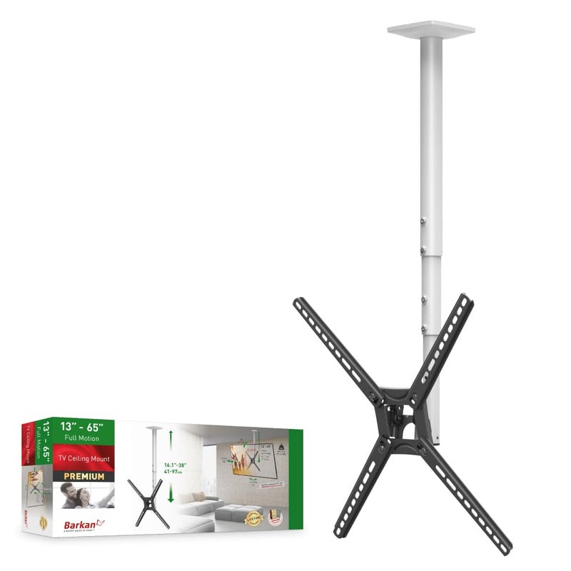 Barkan TV Ceiling Mount, 29-65 inch Full Motion - 3 Movement Flat/Curved Screen Bracket, Holds up to 88 lbs, Telescopic Height Adjustment, Lifetime Limited Warranty, Fits LED OLED LCD - Image 3