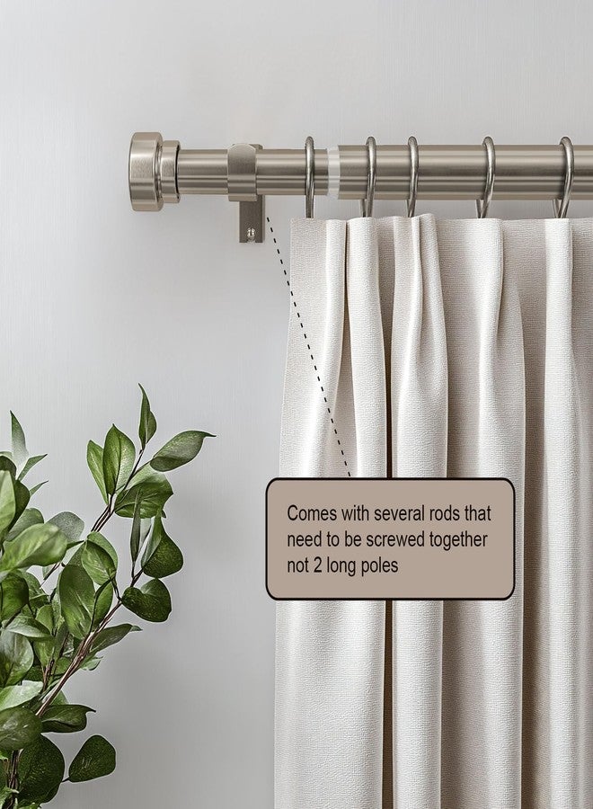 Lootkell Modern Brushed Nickel Curtain Rods for Windows 16 to 60 Inches Adjustable Length Heavy Duty 1" Diameter Window Curtain Rod with Solid Metal Finials for Outdoor Farmhouse Bedroom Kitchen Living Room - Image 4