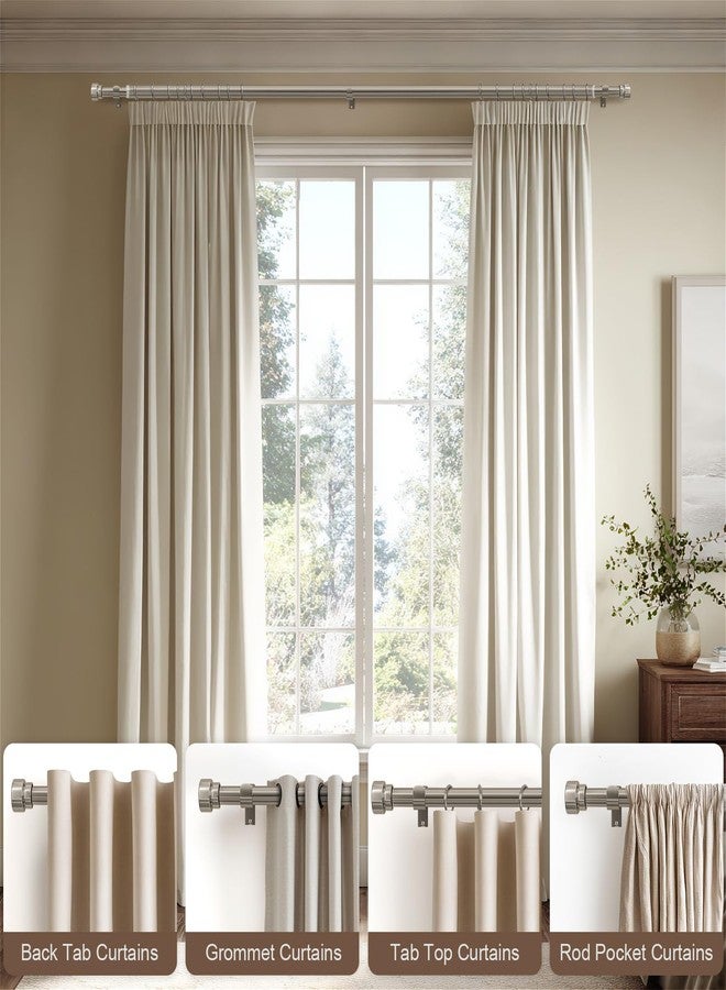 Lootkell Modern Brushed Nickel Curtain Rods for Windows 16 to 60 Inches Adjustable Length Heavy Duty 1" Diameter Window Curtain Rod with Solid Metal Finials for Outdoor Farmhouse Bedroom Kitchen Living Room - Image 5