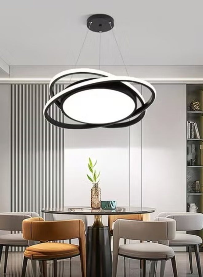 fashionhome Round Ring Chandelier, Mid-Century Modern LED Pendant Light Fixture with 3 Light Color Modes Dimmable Adjustable Hanging Ceiling Lamp with Remote Control, Energy-Efficient Circular Lighting for Living Room, Dining Room, Bedroom, or Foyer Décor. - Image 4
