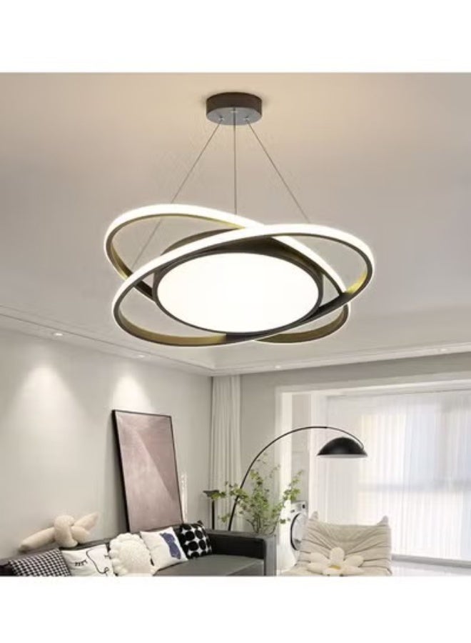 fashionhome Round Ring Chandelier, Mid-Century Modern LED Pendant Light Fixture with 3 Light Color Modes Dimmable Adjustable Hanging Ceiling Lamp with Remote Control, Energy-Efficient Circular Lighting for Living Room, Dining Room, Bedroom, or Foyer Décor. - Image 2