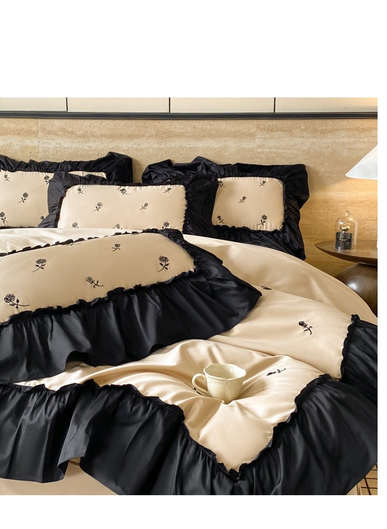 Bed Sheet Style — French High-End 60 Thread Pure Cotton Embroidered Bedding Four Piece Set  - Image 4