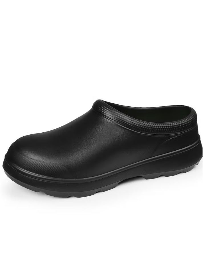 Surgical shoes, chef shoes, unisex fully enclosed breathable shoes, protective shoes, suitable for doctors, nurses, chefs and laboratory staff, non-slip sandals (black).  - Image 1