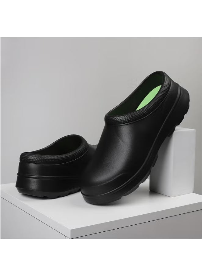 Surgical shoes, chef shoes, unisex fully enclosed breathable shoes, protective shoes, suitable for doctors, nurses, chefs and laboratory staff, non-slip sandals (black).  - Image 3