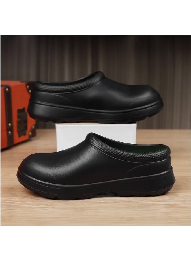 Surgical shoes, chef shoes, unisex fully enclosed breathable shoes, protective shoes, suitable for doctors, nurses, chefs and laboratory staff, non-slip sandals (black).  - Image 5