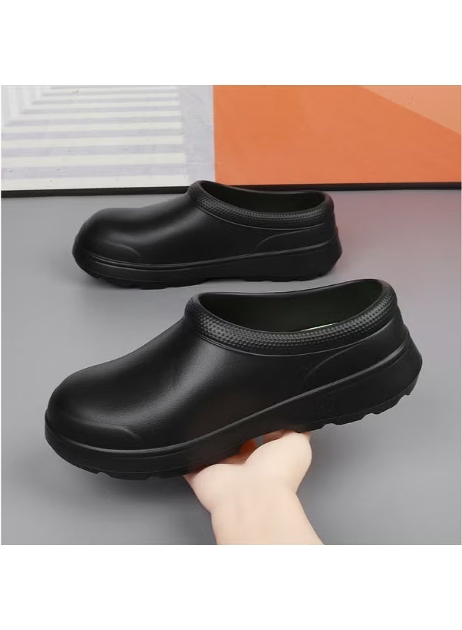 Surgical shoes, chef shoes, unisex fully enclosed breathable shoes, protective shoes, suitable for doctors, nurses, chefs and laboratory staff, non-slip sandals (black).  - Image 4
