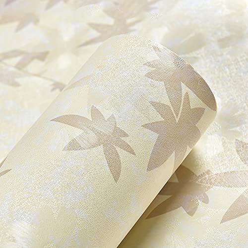 wolpin Wall Stickers Wallpaper Textured (45 x 300 cm) Self Adhesive Thick Maple Leaves Extra Large DIY Peel and Stick, Beige - Image 1