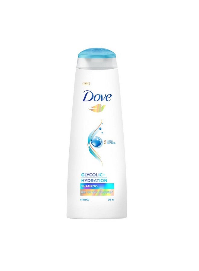 Dove Glycolic + Hydration Shampoo 340 ml with 5% Hydra-Glycol for Upto 100 hours of hydrated, fluid hair. - Image 1