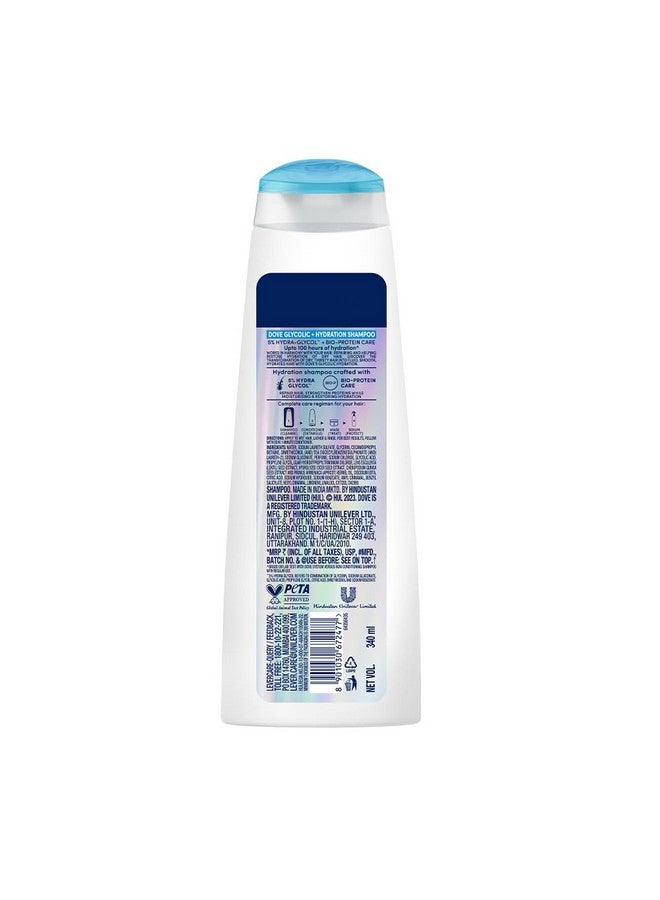 Dove Glycolic + Hydration Shampoo 340 ml with 5% Hydra-Glycol for Upto 100 hours of hydrated, fluid hair. - Image 2