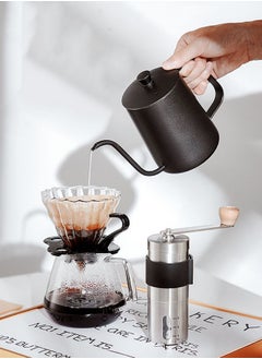 Bincoo 5 Pcs Drip Coffee Coffee Maker Set Includes Manual Coffee Grinder, Gooseneck Kettle, Glass Filter Cup, Coffee Sharing Pot and Filter Paper Suitable for Home Outdoors Office Camping  - Image 3