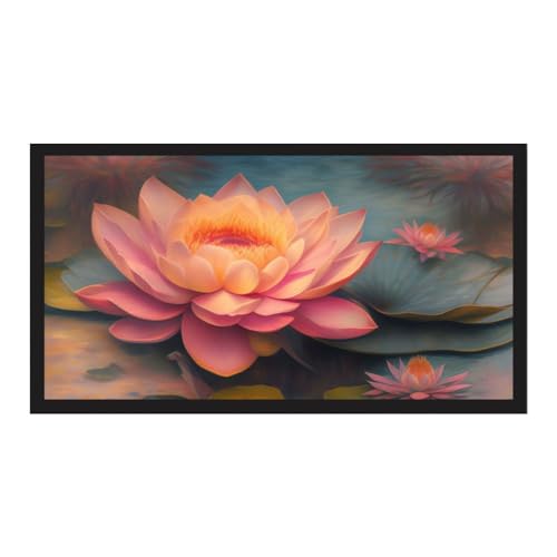 DEKORSTATION Pink Lotus Flower Floating Frame Canvas Wall Painting for Home and Office Decor (18 Inch L x 12 Inch H) - Image 2