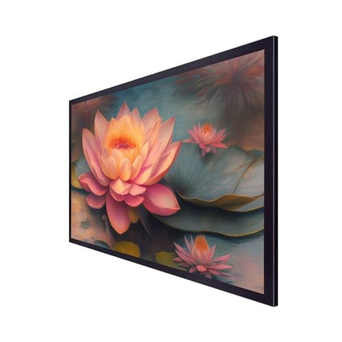 DEKORSTATION Pink Lotus Flower Floating Frame Canvas Wall Painting for Home and Office Decor (18 Inch L x 12 Inch H) - Image 3