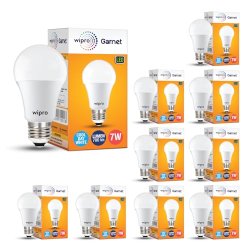 Wipro Garnet 9W LED Bulb for Home & Office |Cool Day White (6500K) | E27 Base|220 degree Light coverage |4Kv Surge Protection |400V High Voltage Protection |Energy Efficient | Pack of 10 - Image 1