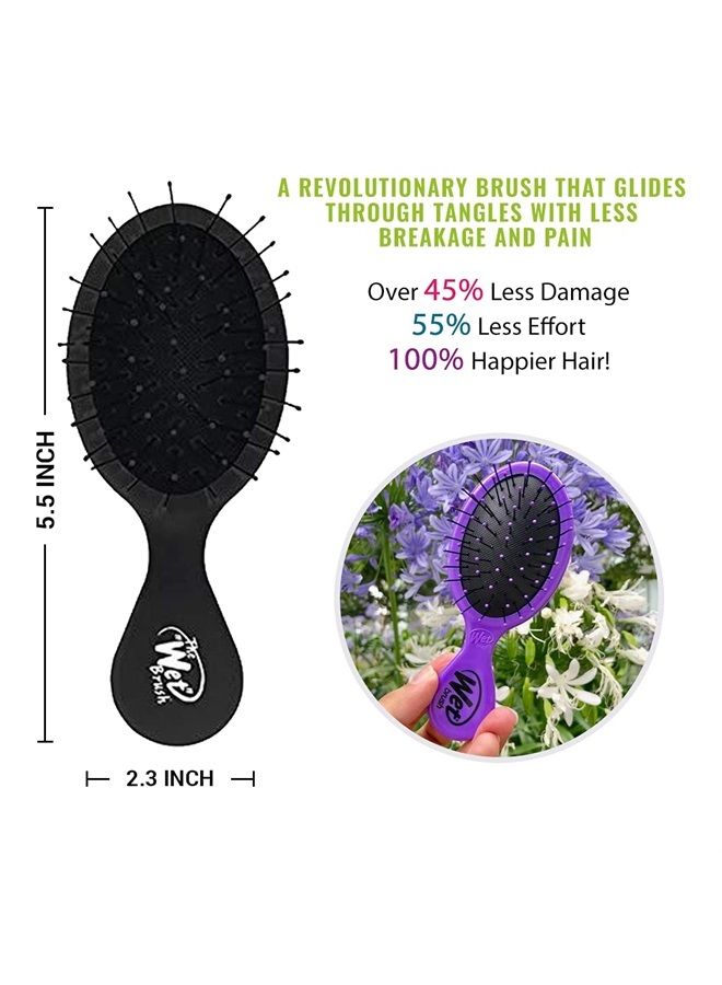 Wet Brush فرشاة شعر سكويرت لفك التشابك - سوداء - فرشاة فك تشابك صغيرة مع شعيرات إنتيلي فليكس فائقة النعومة تنزلق عبر التشابكات بسهولة - مشط خالي من الألم لجميع أنواع الشعر - Image 3