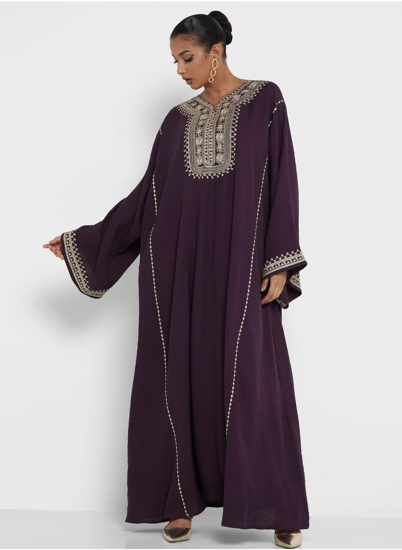 hayas closet Embroidered Belted Jalabiya