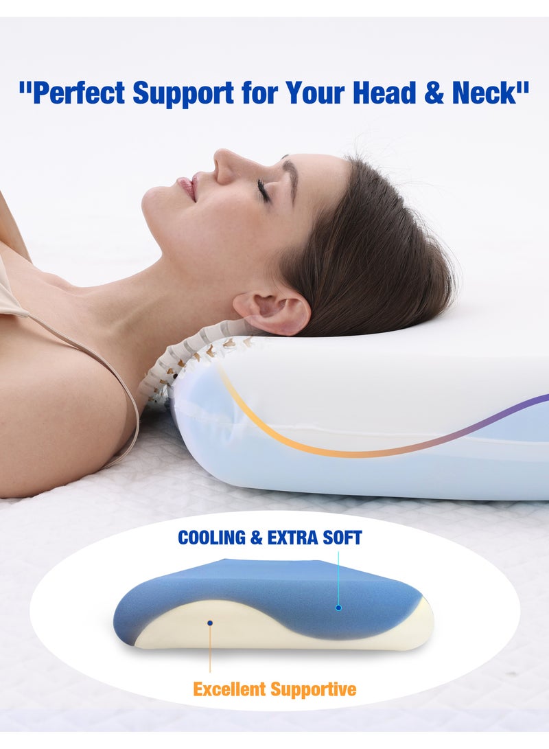 60*40*10cm Cooling Gel Memory Foam Pillow Orthopedic Neck & Spine Support Breathable for Side/Back/Stomach Sleepers  - Image 1