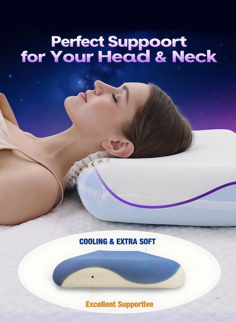 Breathable Gel-Infused Memory Foam Pillow - Cool Sleep Side A + Plush Support Side B, 60x40cm - Image 1