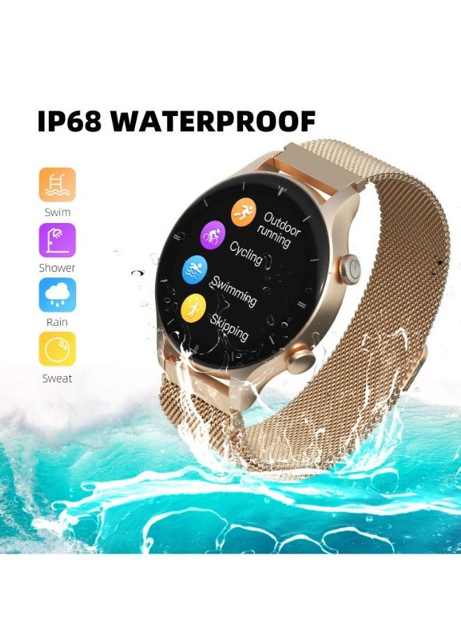 G-TiDe - G-TiDE Smart Watch, R1 Answer/Make Call, 300mAh Big Battery Smartwatch, VC52 Heart Rate Blood Oxygen Temperature Fitness Tracker, Bluetooth5.2 Smart Watch for Android/iOS, IP68 Waterproof, Gold - Image 1