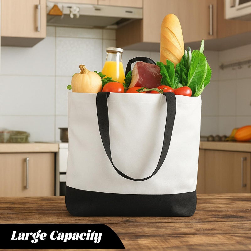 Retainbre 10 Pcs Sublimation Tote Bags Blanks Canvas Tote Bags Bulk Plain Tote Bag to Decorate DIY Craft Paint (18.5"x15"x4") - Image 3