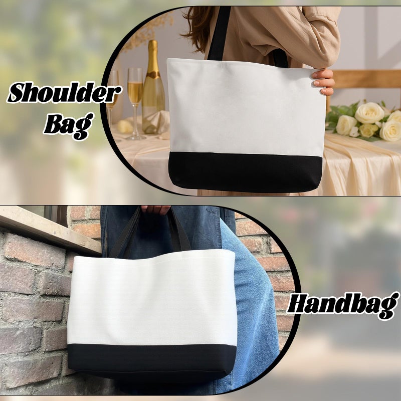 Retainbre 10 Pcs Sublimation Tote Bags Blanks Canvas Tote Bags Bulk Plain Tote Bag to Decorate DIY Craft Paint (18.5"x15"x4") - Image 5
