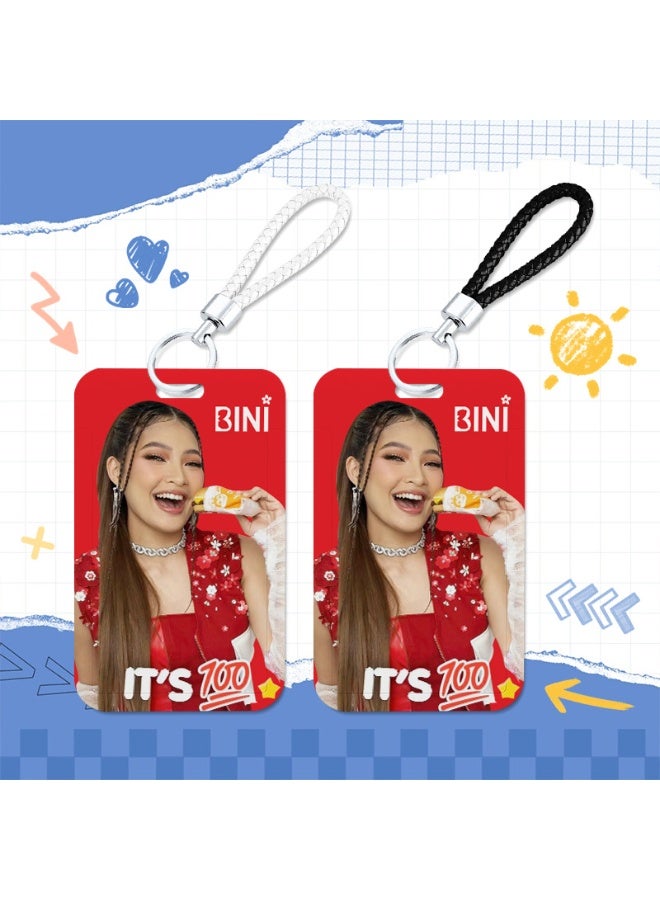 NIBEMINENT 1 - Piece BINI Kpop Photo Card Holder Pendant Key Chain ID Badge Holder ID Card Holder Photo Card Protector for School ID Office ID Access Card for Women Girls