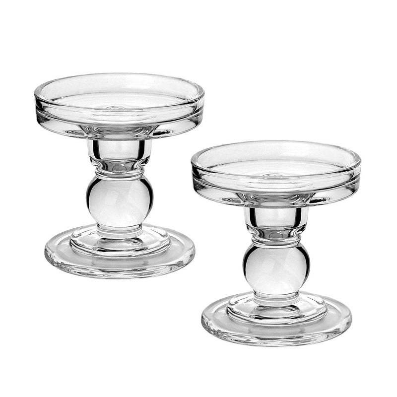 Yeeco Glass Candle Holder, 3.5" Tall Pillar Candle Holder, Crystal Candle Holders Set of 2, Candle Stand for Wedding, Dining, Birthday - Image 1
