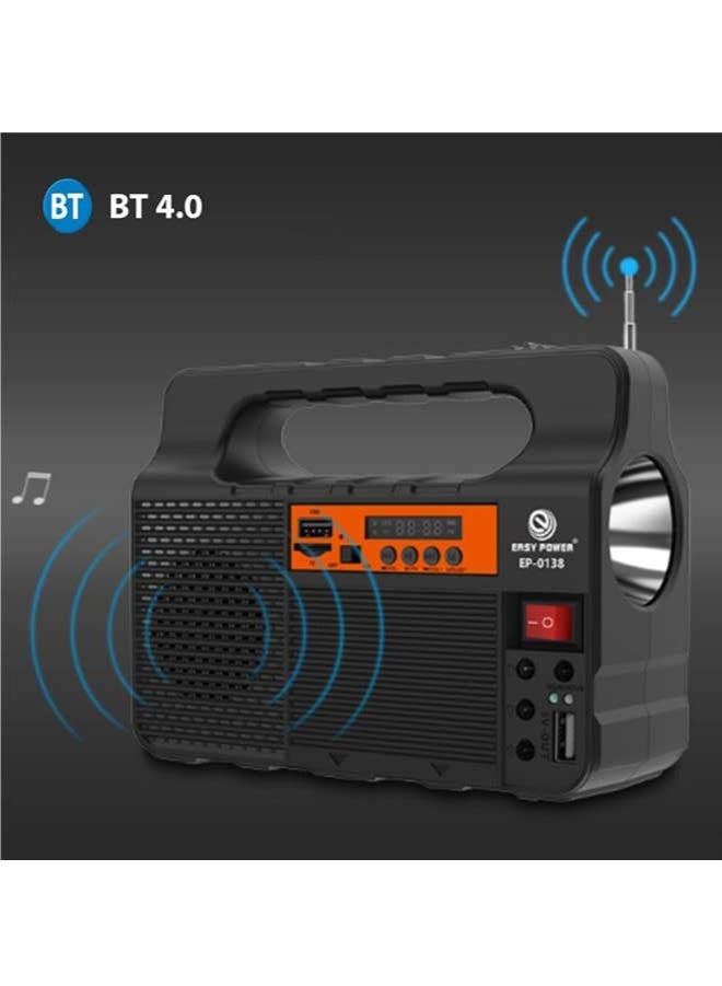 Portable Solar Generator, Built-In 3600Mah Battery, With Solar Panel & BT Speaker, Radio & Phone Charger Function, Multifunctional Flashlight Power Station, Ideal For Outdoor Camping & Emergency Illumination - Image 2